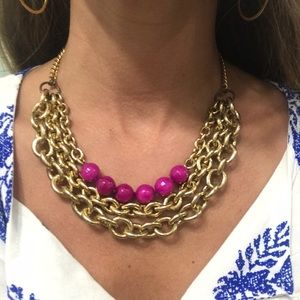 18k Gold plated necklace with magenta beads